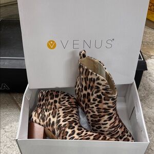 VENUS Animal Print Ankle Booties